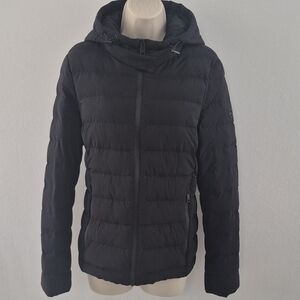 Michael Kors Black Down Blend Puffer Jacket Hooded Women's Size M Bust 36"